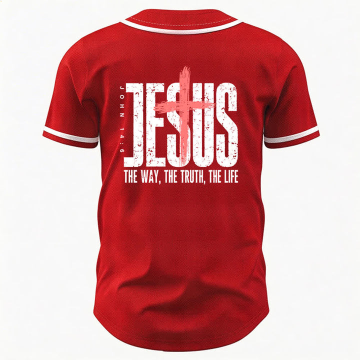 Christianartworkshop Baseballtrikot mit Jesus-Kreuz-Mesh-Knopfleiste - image 43