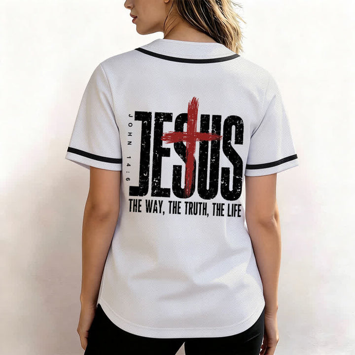 Christianartworkshop Baseballtrikot mit Jesus-Kreuz-Mesh-Knopfleiste - image 10