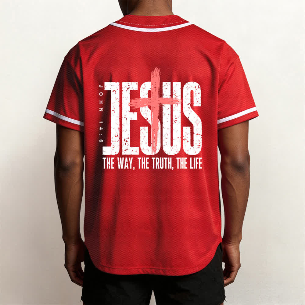 Christianartworkshop Baseballtrikot mit Jesus-Kreuz-Mesh-Knopfleiste - image 47