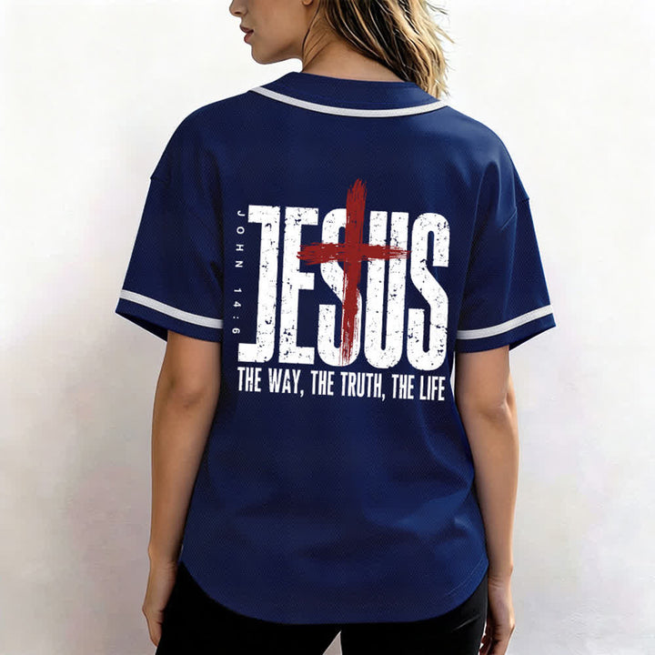 Christianartworkshop Baseballtrikot mit Jesus-Kreuz-Mesh-Knopfleiste - image 38