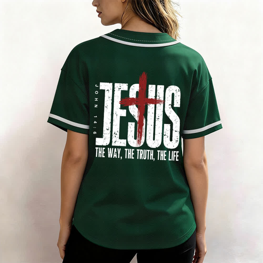 Christianartworkshop Baseballtrikot mit Jesus-Kreuz-Mesh-Knopfleiste - image 31