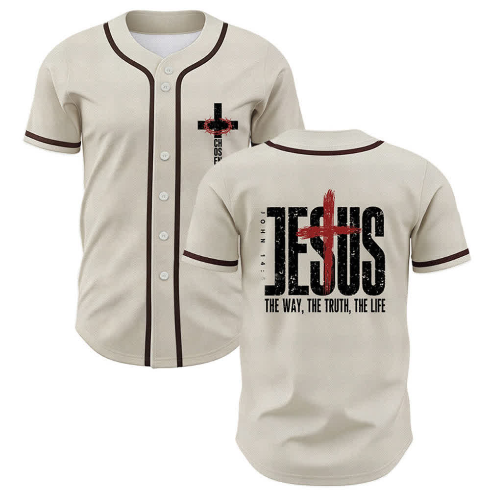 Christianartworkshop Baseballtrikot mit Jesus-Kreuz-Mesh-Knopfleiste - Beige - 5XL - image 21