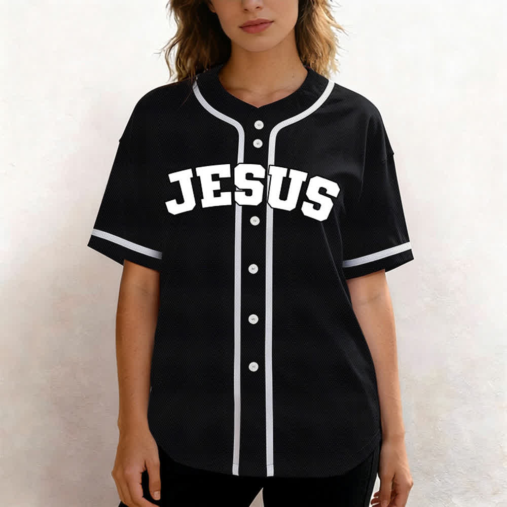 Christianartworkshop Rooted In Christ Schwarzes Baseballtrikot mit Knöpfen - image 4