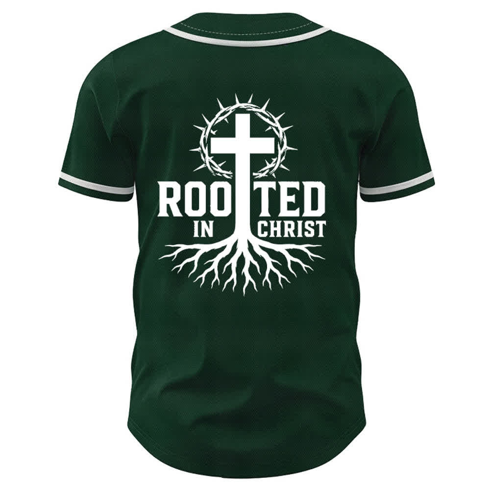 Christianartworkshop Rooted In Christ Schwarzes Baseballtrikot mit Knöpfen - image 29