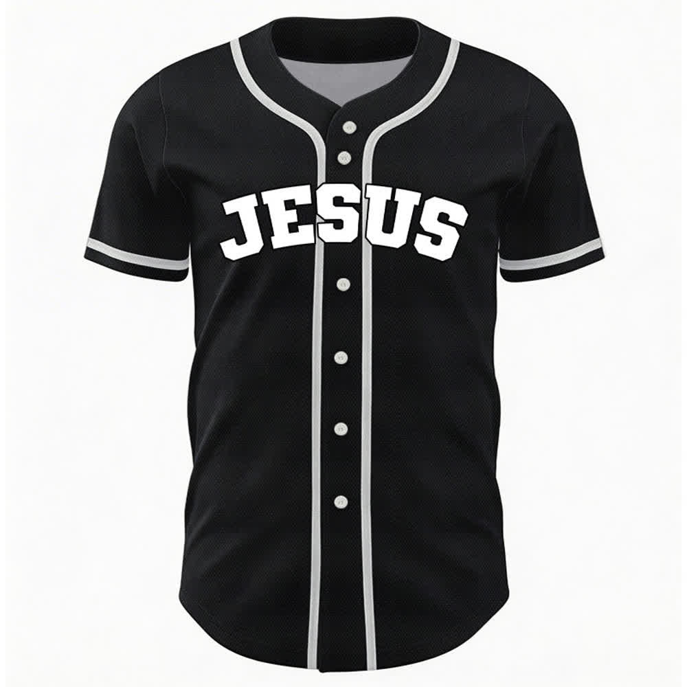 Christianartworkshop Rooted In Christ Schwarzes Baseballtrikot mit Knöpfen - image 2
