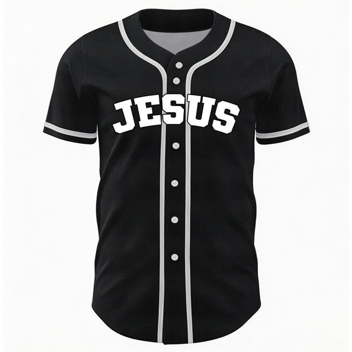 Christianartworkshop Rooted In Christ Schwarzes Baseballtrikot mit Knöpfen - image 2