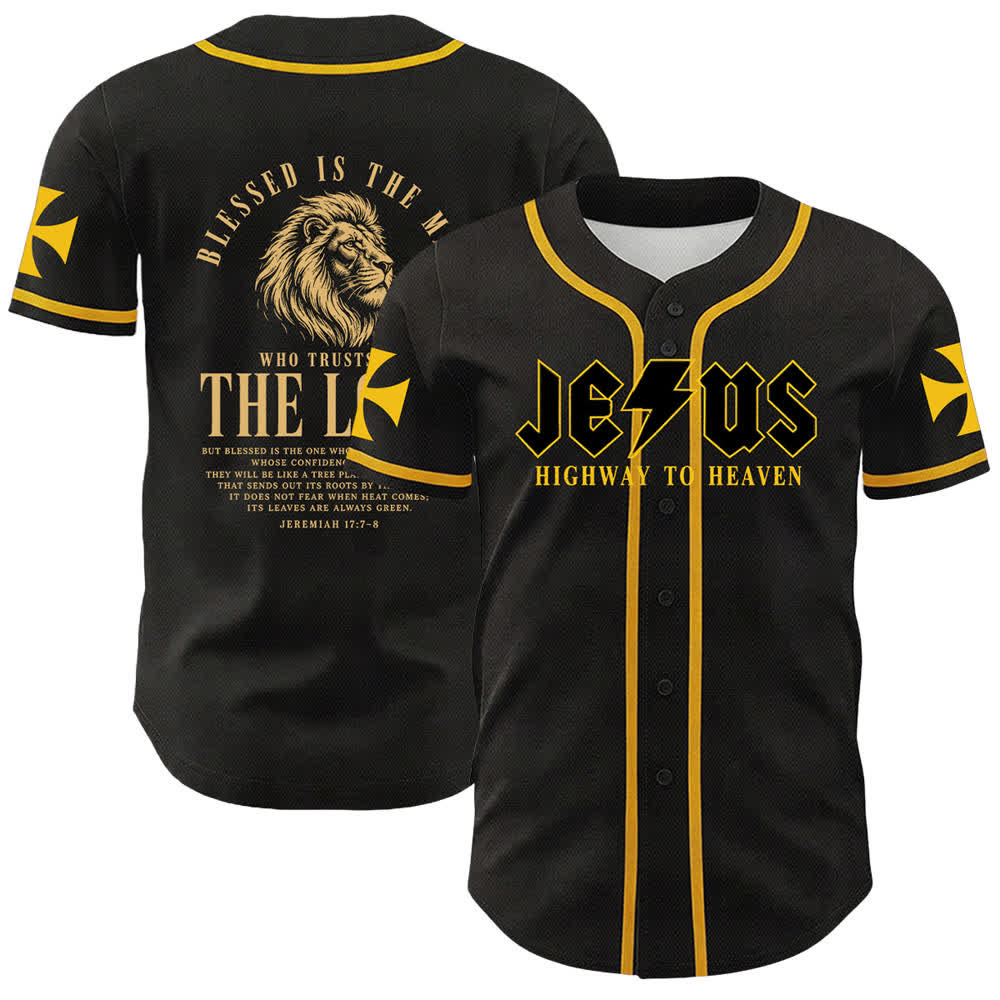 Christianartworkshop Jesus – Der Weg zum Himmel (Jeremia 17,7-8) Baseball-Trikot - Gelb - 5XL - image 0
