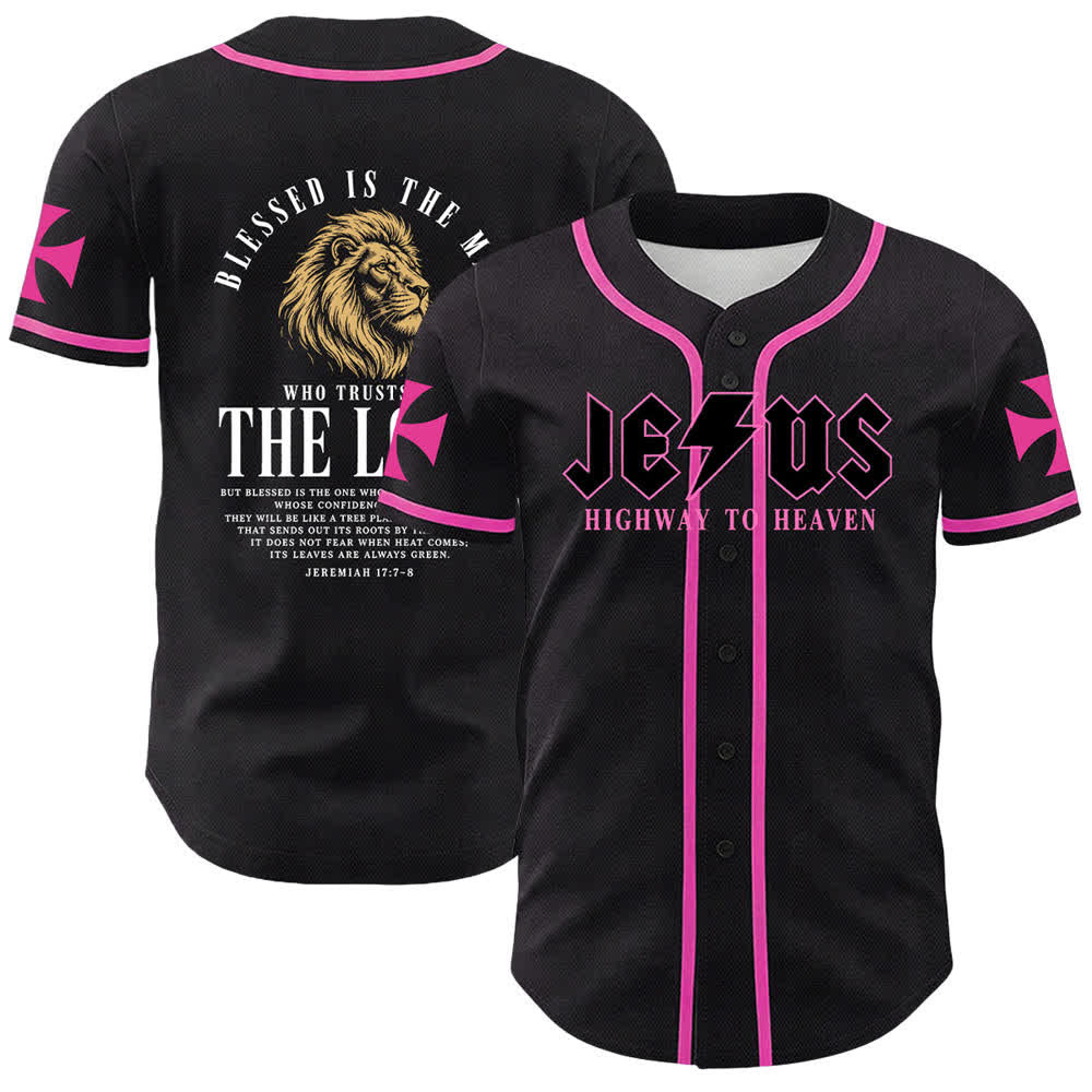 Christianartworkshop Jesus – Der Weg zum Himmel (Jeremia 17,7-8) Baseball-Trikot - Rosa - 5XL - image 21