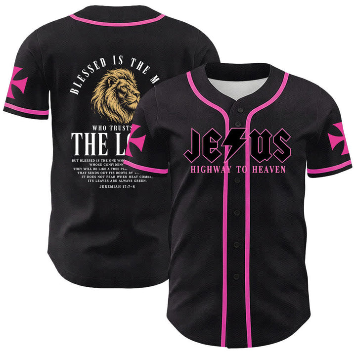 Christianartworkshop Jesus – Der Weg zum Himmel (Jeremia 17,7-8) Baseball-Trikot - Rosa - 5XL - image 21