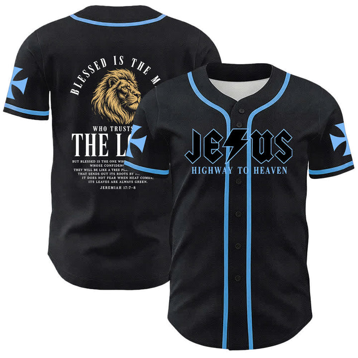 Christianartworkshop Jesus – Der Weg zum Himmel (Jeremia 17,7-8) Baseball-Trikot - Himmelblau - 5XL - image 42