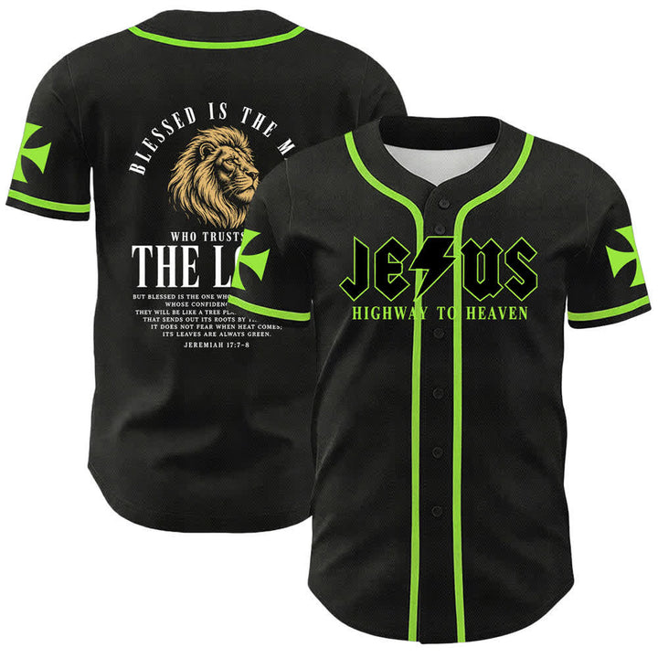 Christianartworkshop Jesus – Der Weg zum Himmel (Jeremia 17,7-8) Baseball-Trikot - Grün - 5XL - image 56