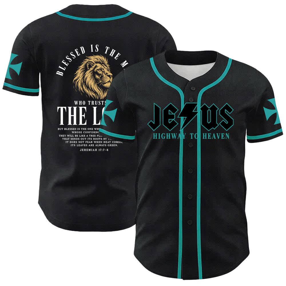 Christianartworkshop Jesus – Der Weg zum Himmel (Jeremia 17,7-8) Baseball-Trikot - Lake Blue - 5XL - image 28