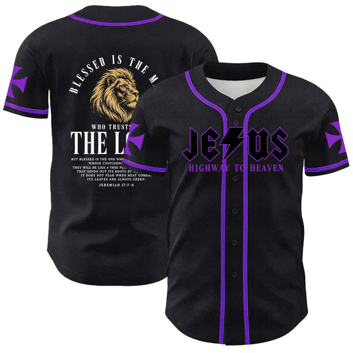 Christianartworkshop Jesus – Der Weg zum Himmel (Jeremia 17,7-8) Baseball-Trikot - Lila - 5XL - image 49