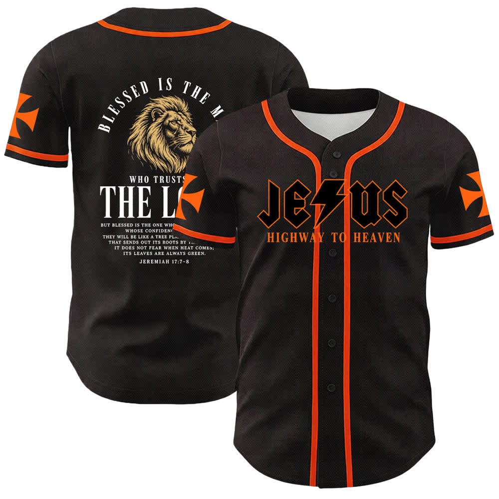 Christianartworkshop Jesus – Der Weg zum Himmel (Jeremia 17,7-8) Baseball-Trikot - Orange - 5XL - image 35