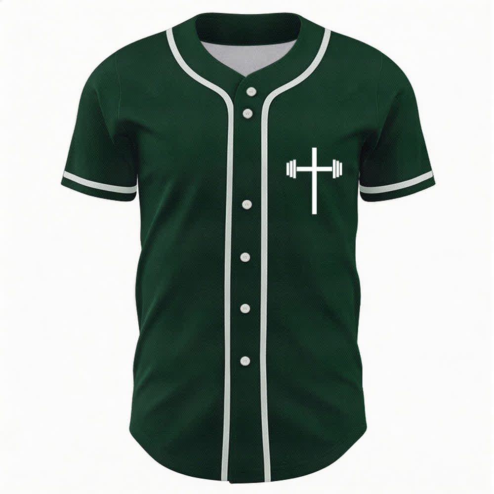 Christianartworkshop Schweres Heben, hart beten, marineblaues Baseballtrikot - image 16