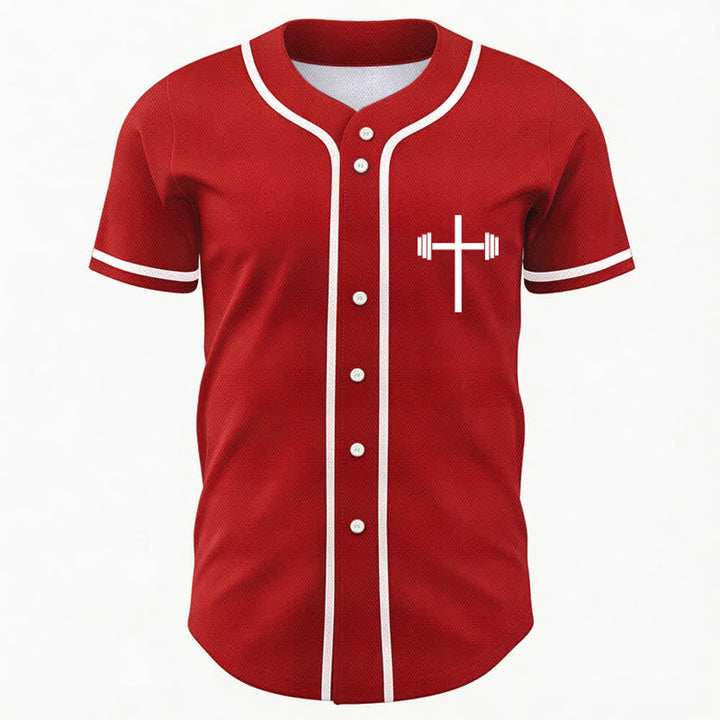 Christianartworkshop Schweres Heben, hart beten, marineblaues Baseballtrikot - image 51