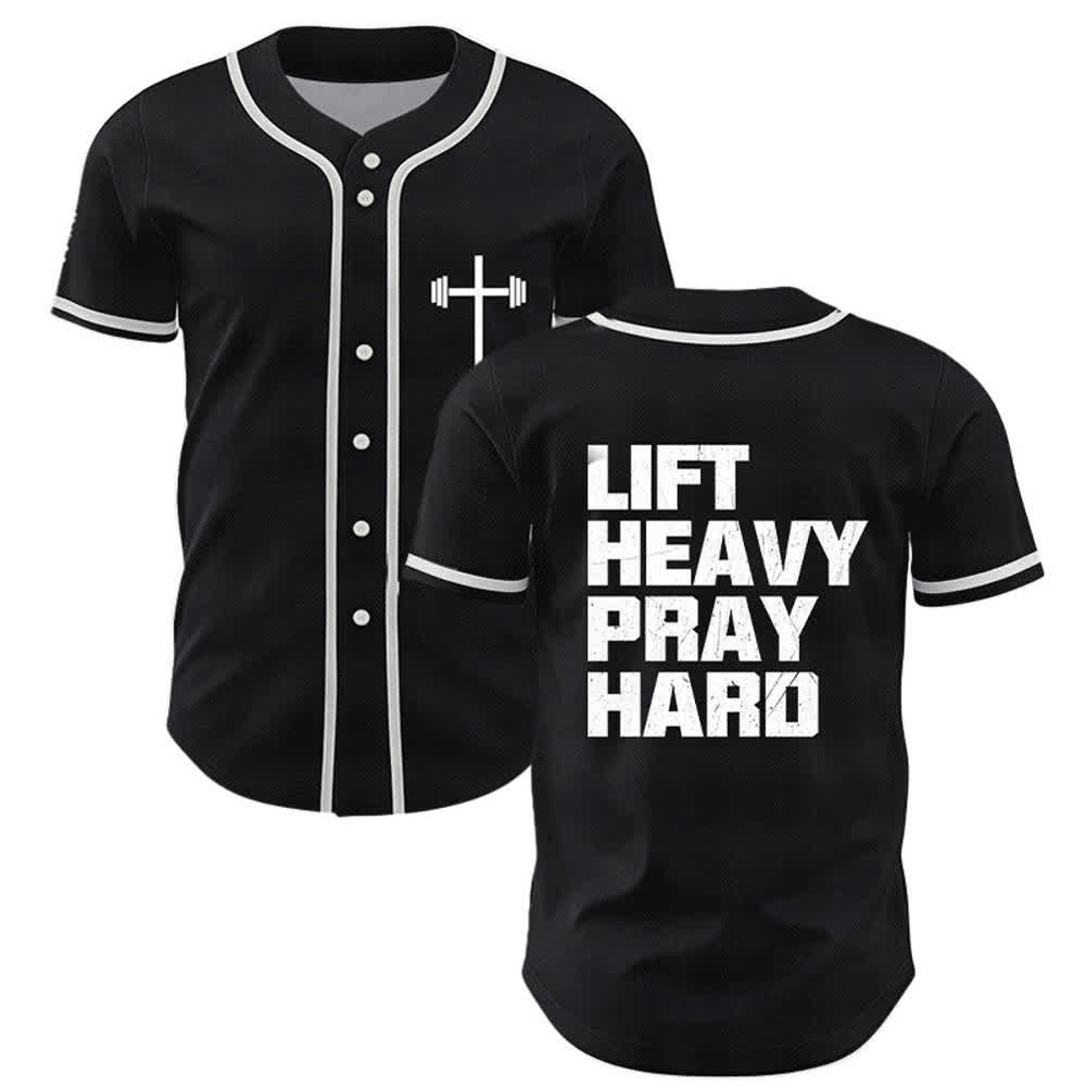 Christianartworkshop Schweres Heben, hart beten, marineblaues Baseballtrikot - Schwarz - 5XL - image 28