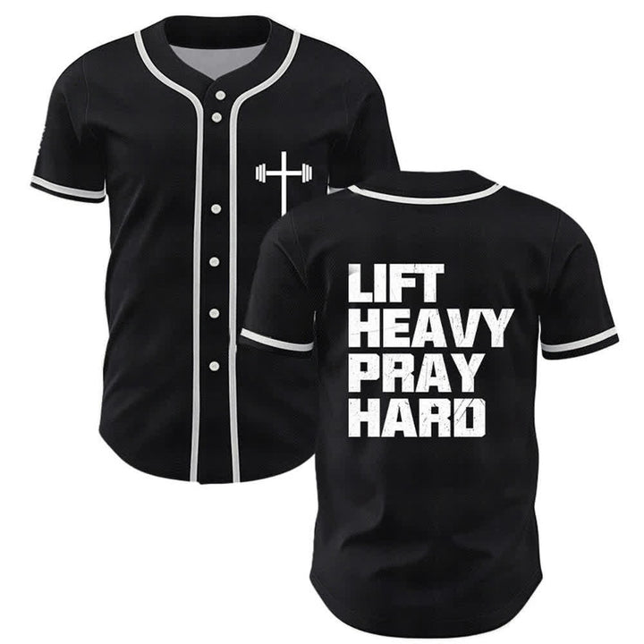 Christianartworkshop Schweres Heben, hart beten, marineblaues Baseballtrikot - Schwarz - 5XL - image 28