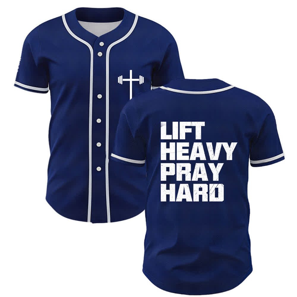 Christianartworkshop Schweres Heben, hart beten, marineblaues Baseballtrikot - Marine - 5XL - image 0