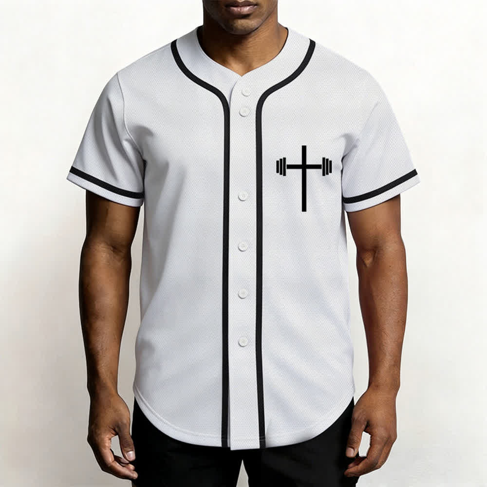 Christianartworkshop Schweres Heben, hart beten, marineblaues Baseballtrikot - image 13