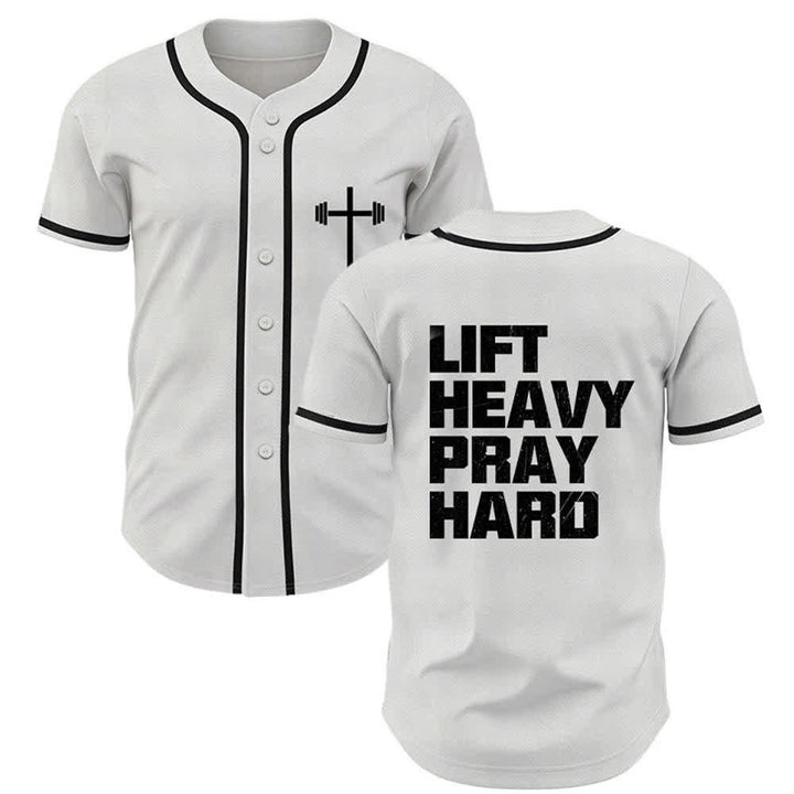 Christianartworkshop Schweres Heben, hart beten, marineblaues Baseballtrikot - Weiß - 5XL - image 7