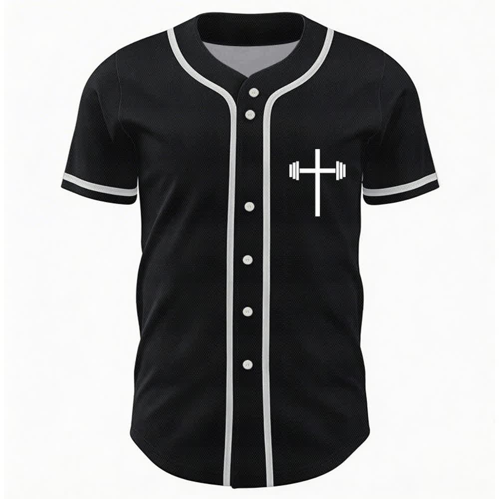 Christianartworkshop Schweres Heben, hart beten, marineblaues Baseballtrikot - image 30
