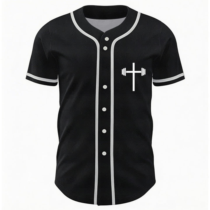 Christianartworkshop Schweres Heben, hart beten, marineblaues Baseballtrikot - image 30