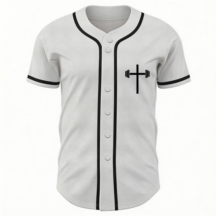 Christianartworkshop Schweres Heben, hart beten, marineblaues Baseballtrikot - image 9