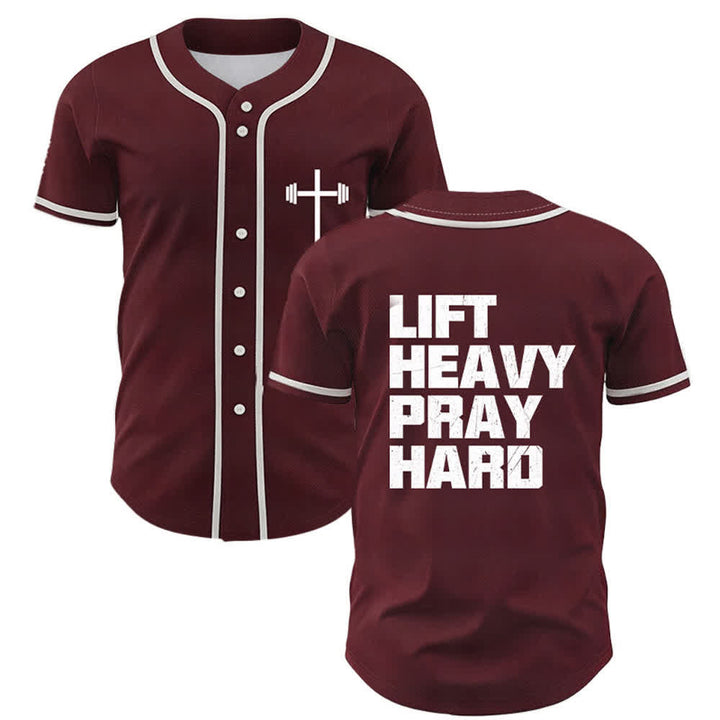 Christianartworkshop Schweres Heben, hart beten, marineblaues Baseballtrikot - Wein - 5XL - image 21