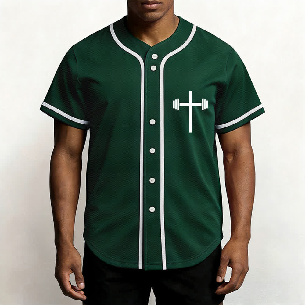 Christianartworkshop Schweres Heben, hart beten, marineblaues Baseballtrikot - image 20