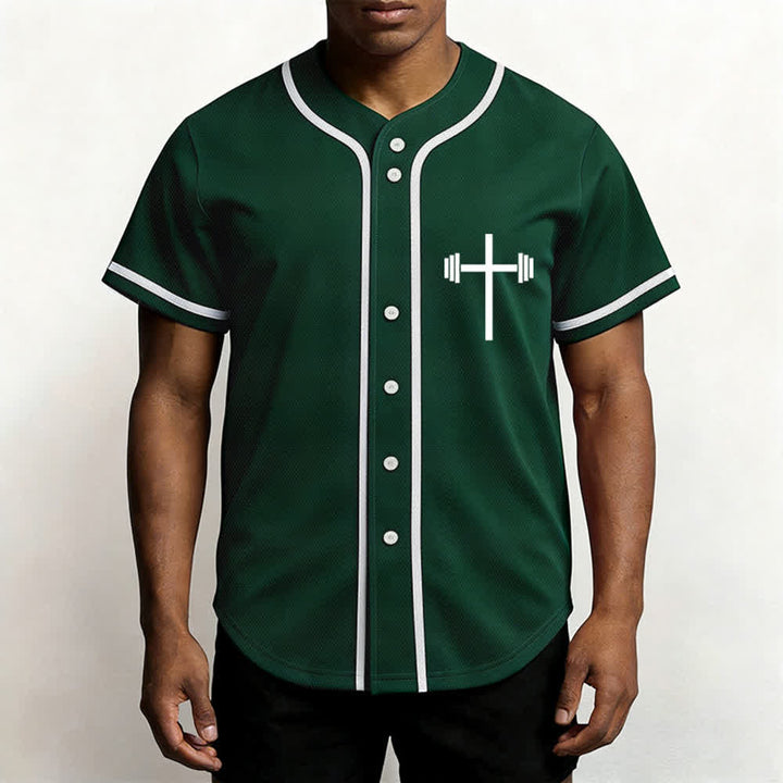 Christianartworkshop Schweres Heben, hart beten, marineblaues Baseballtrikot - image 20