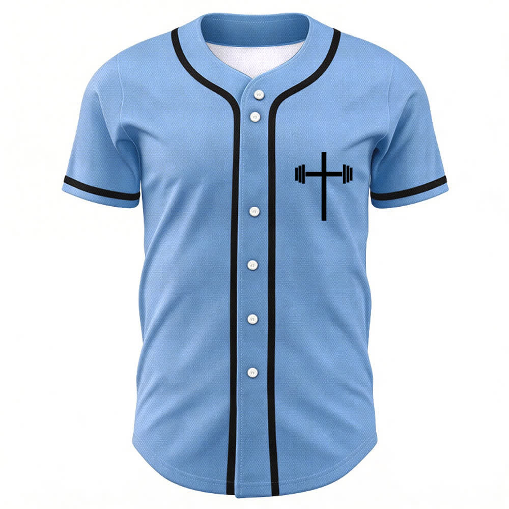 Christianartworkshop Schweres Heben, hart beten, marineblaues Baseballtrikot - image 44