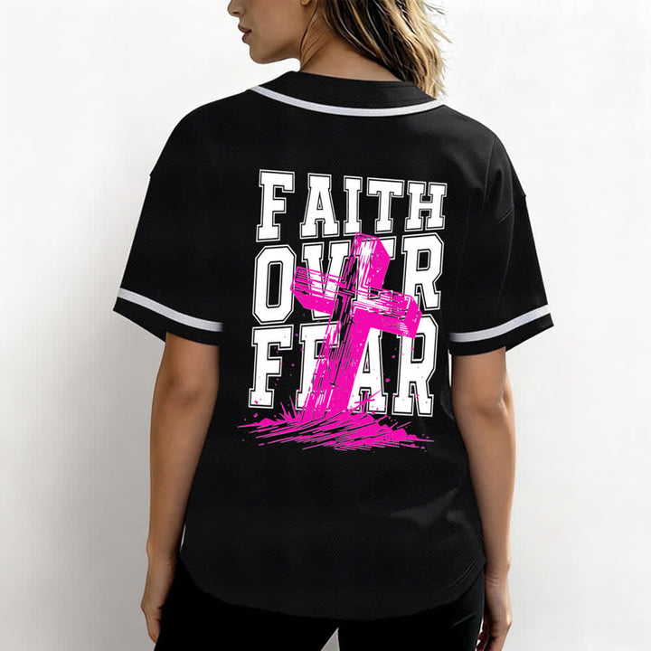 Christianartworkshop Baseballtrikot mit kontrastfarbenem Besatz: Glaube statt Angst - image 3