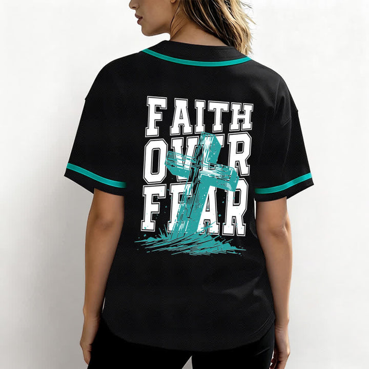 Christianartworkshop Baseballtrikot mit kontrastfarbenem Besatz: Glaube statt Angst - image 31