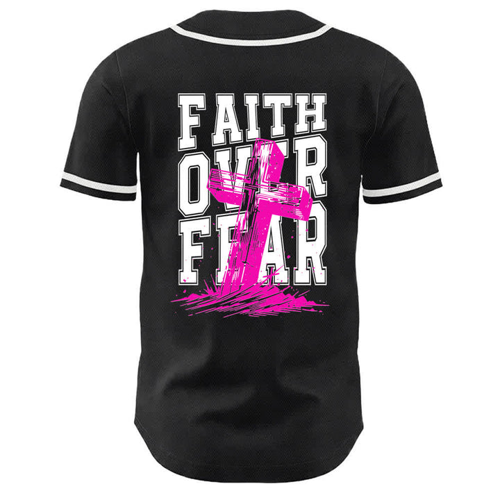 Christianartworkshop Baseballtrikot mit kontrastfarbenem Besatz: Glaube statt Angst - image 1