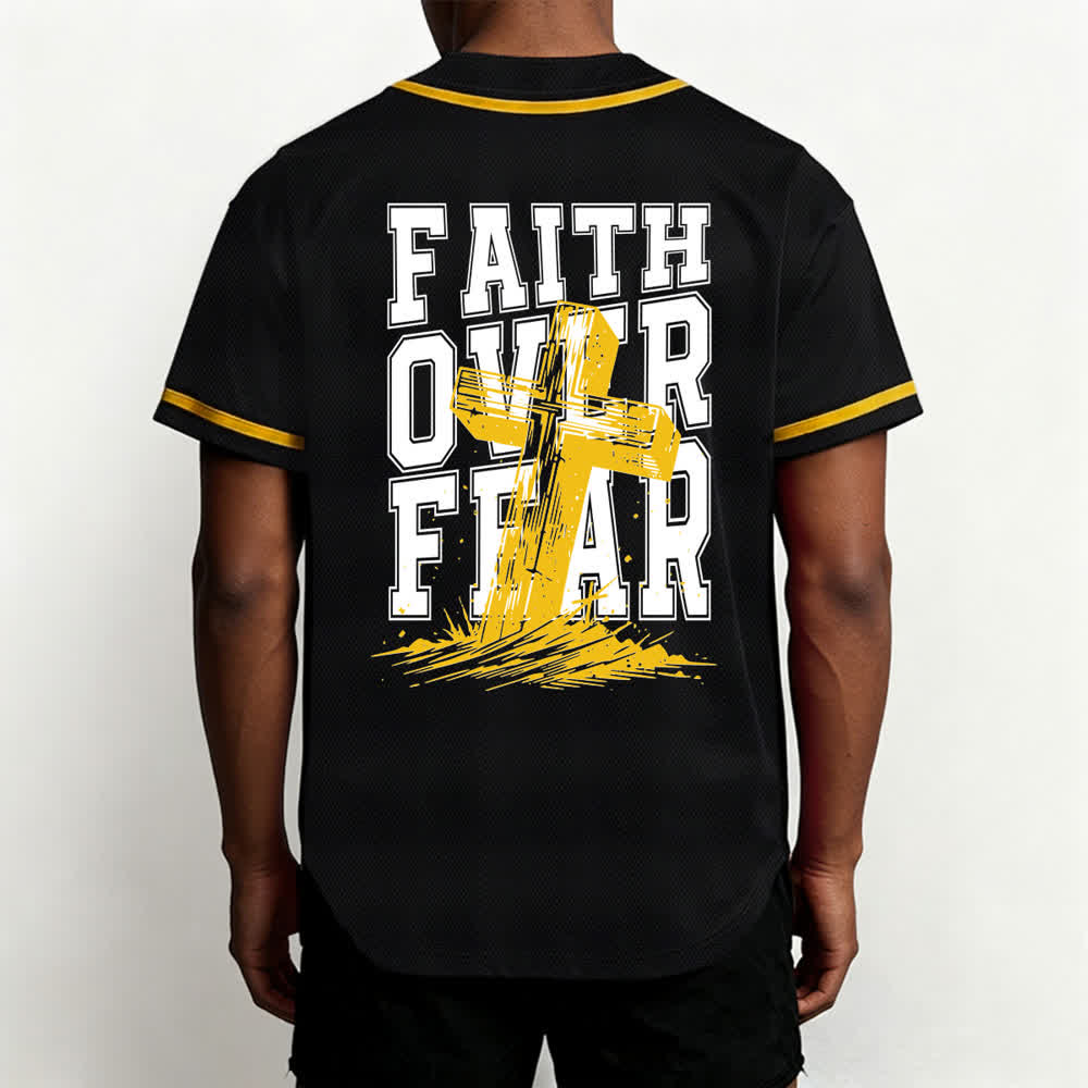 Christianartworkshop Baseballtrikot mit kontrastfarbenem Besatz: Glaube statt Angst - image 61
