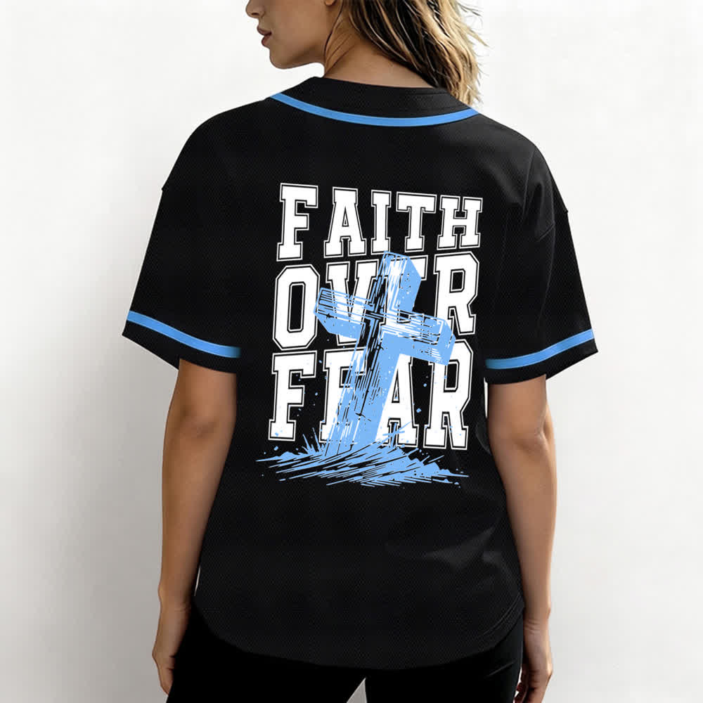 Christianartworkshop Baseballtrikot mit kontrastfarbenem Besatz: Glaube statt Angst - image 17