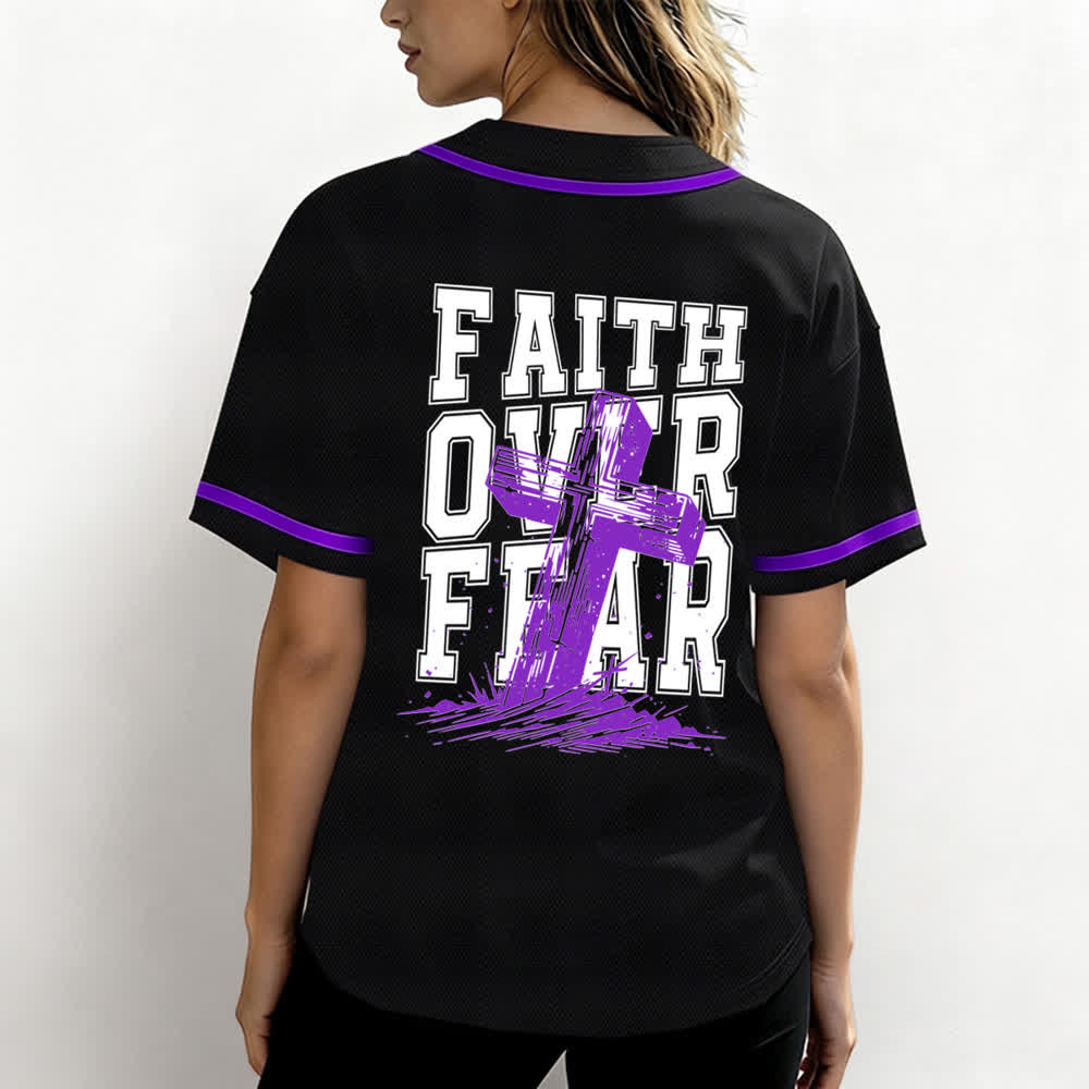 Christianartworkshop Baseballtrikot mit kontrastfarbenem Besatz: Glaube statt Angst - image 52