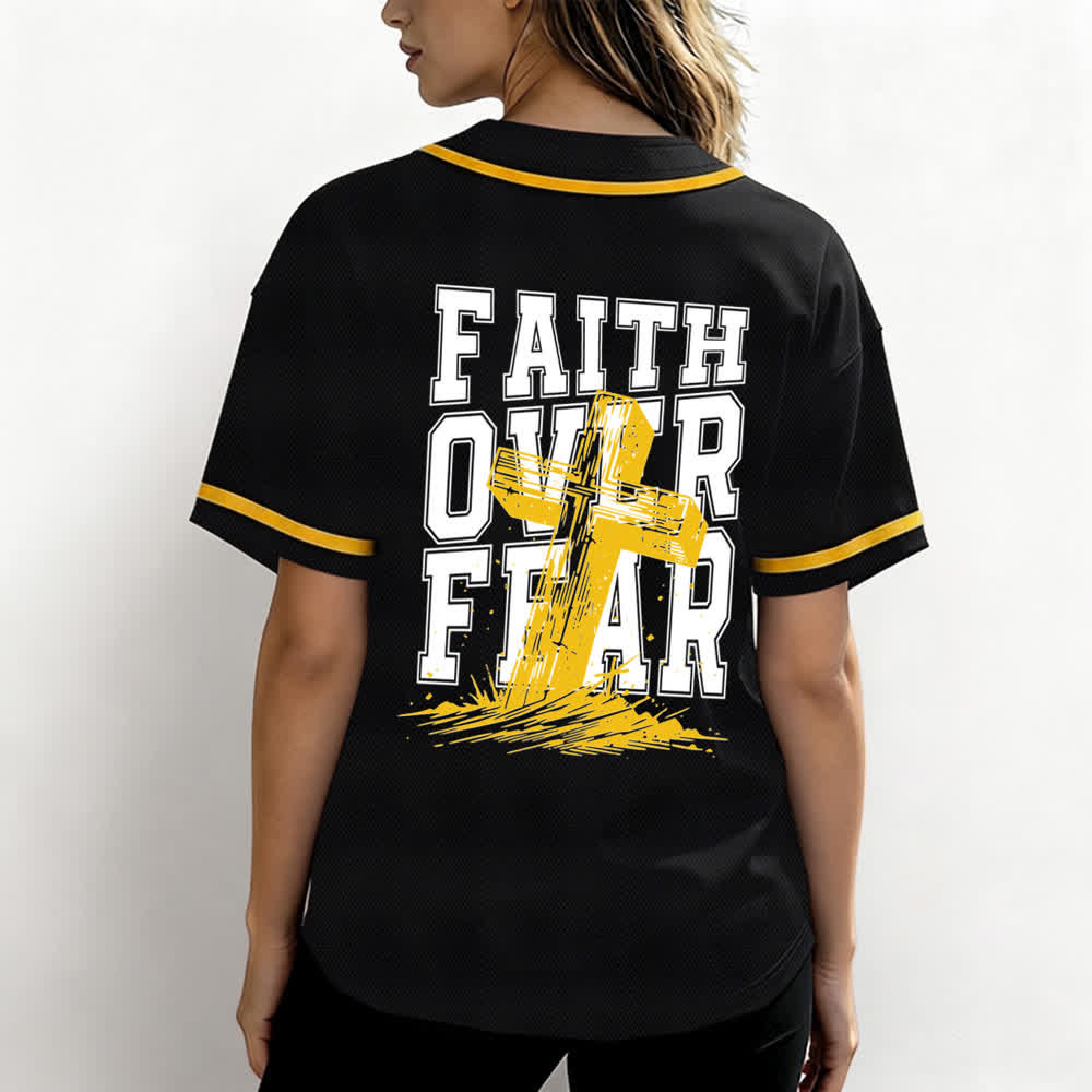Christianartworkshop Baseballtrikot mit kontrastfarbenem Besatz: Glaube statt Angst - image 59