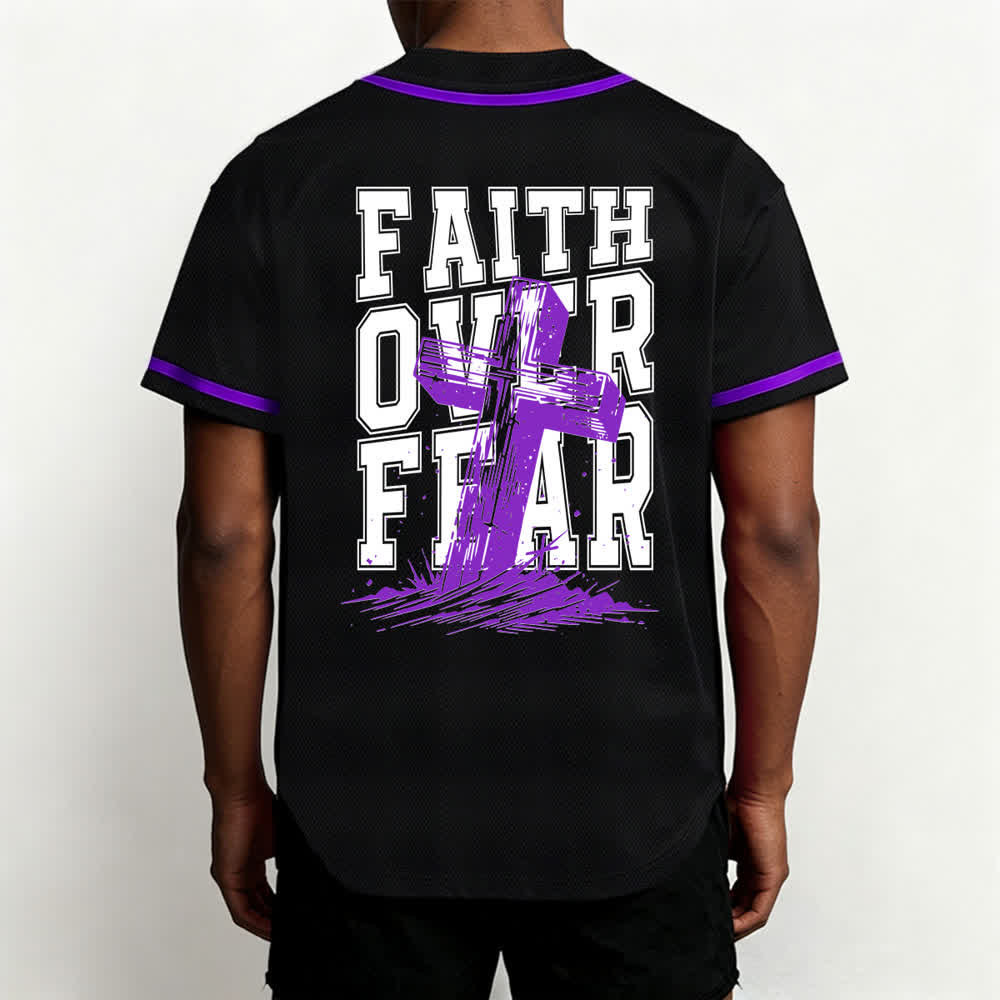 Christianartworkshop Baseballtrikot mit kontrastfarbenem Besatz: Glaube statt Angst - image 54