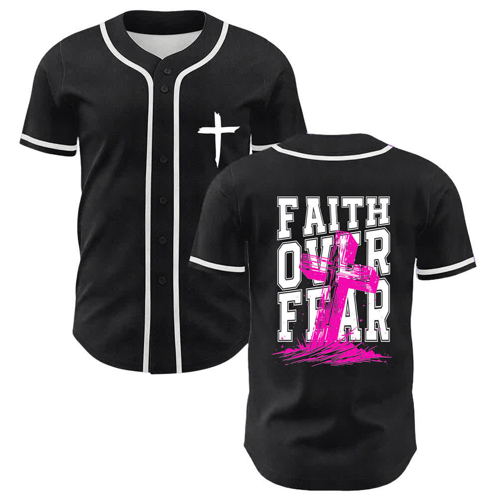 Christianartworkshop Baseballtrikot mit kontrastfarbenem Besatz: Glaube statt Angst - Weiß - 5XL - image 0