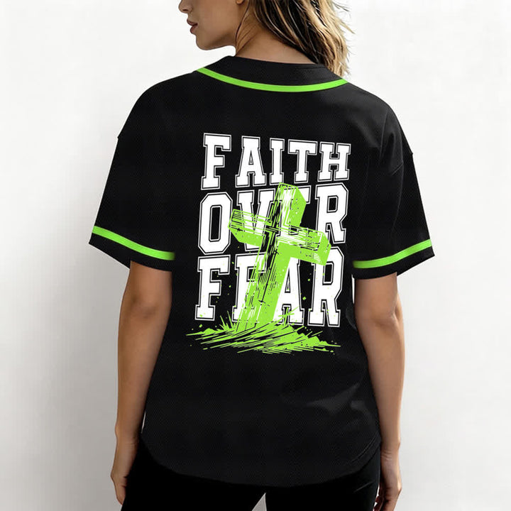 Christianartworkshop Baseballtrikot mit kontrastfarbenem Besatz: Glaube statt Angst - image 38