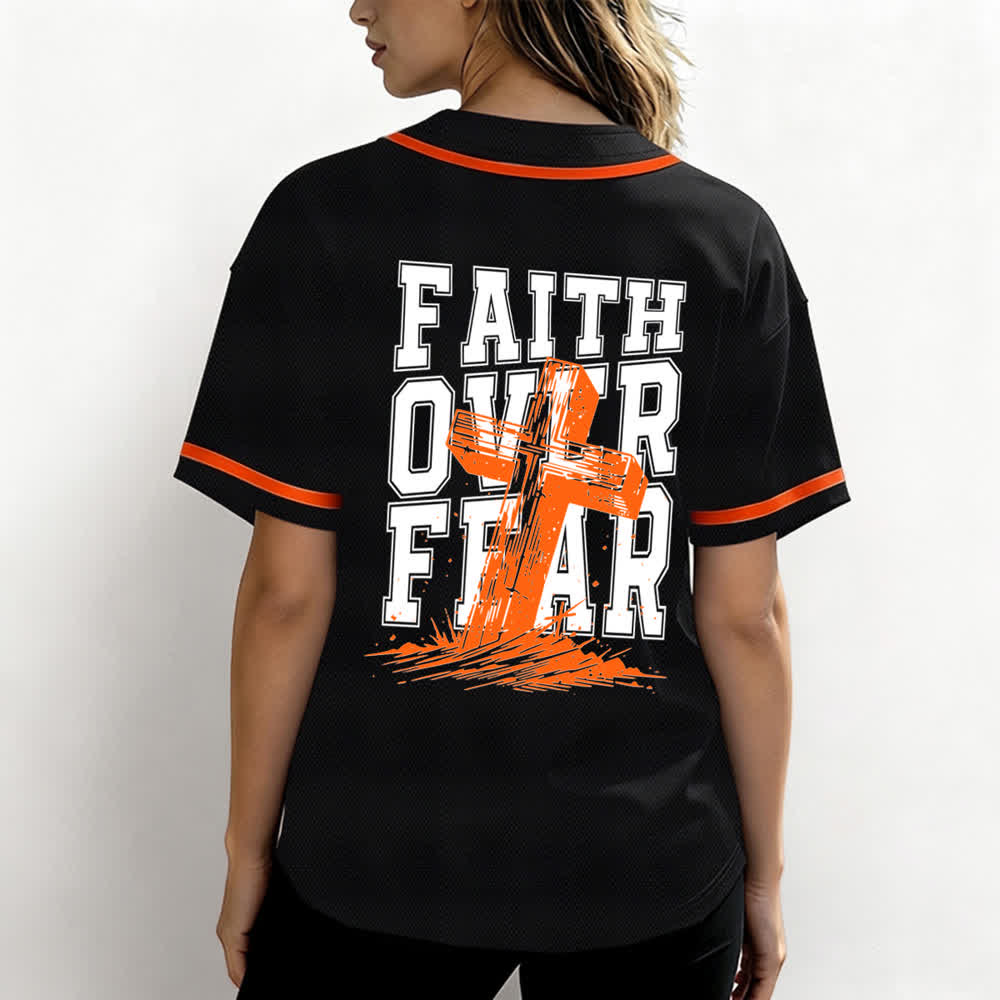 Christianartworkshop Baseballtrikot mit kontrastfarbenem Besatz: Glaube statt Angst - image 45