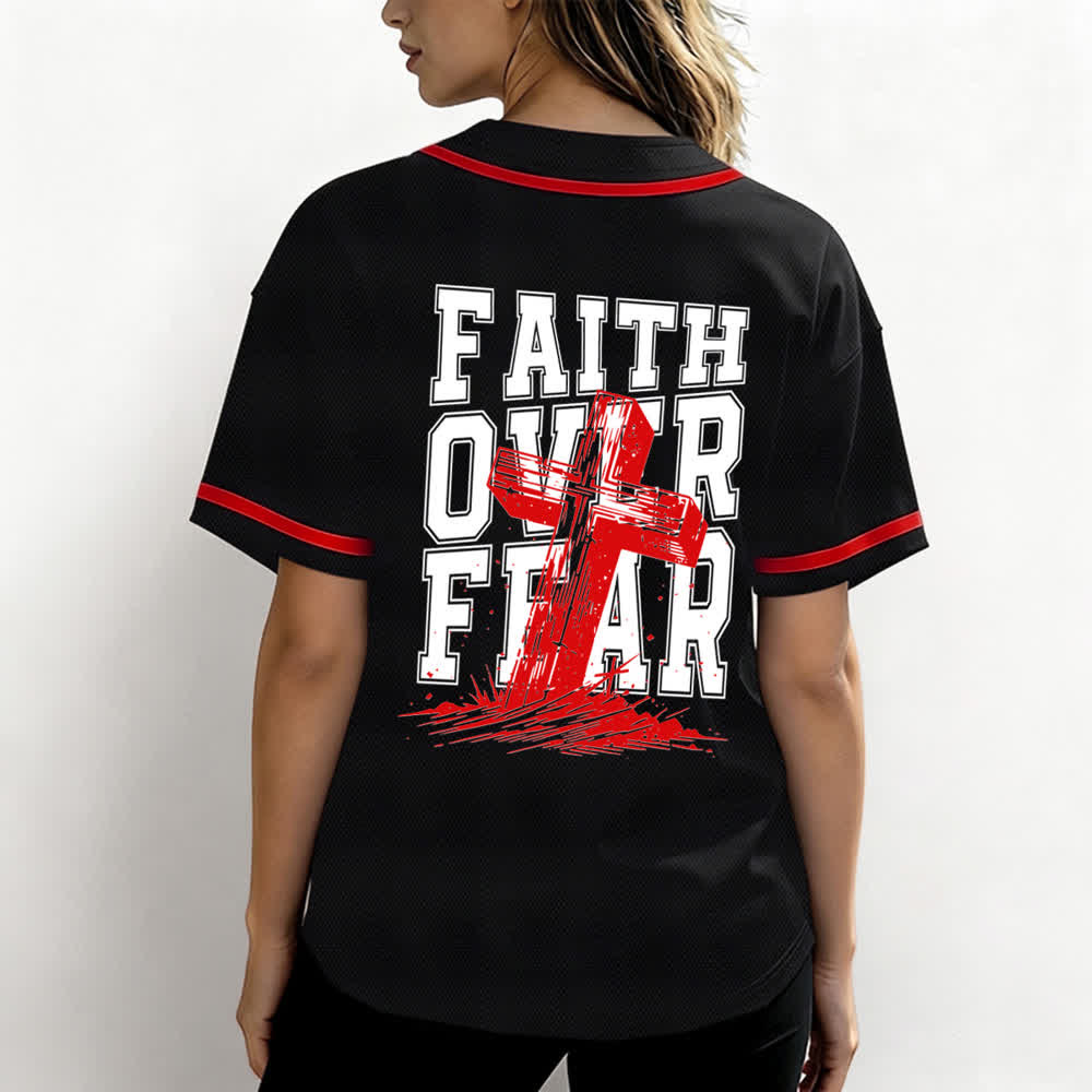 Christianartworkshop Baseballtrikot mit kontrastfarbenem Besatz: Glaube statt Angst - image 23
