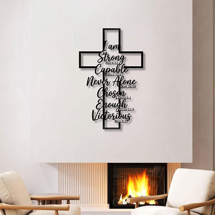 Christianartworkshop Hohlrahmen-Kreuz mit biblischer Botschaft – Wanddekoration aus Metall: Zeitloses Symbol der heiligen, erlösenden Gnade - image 4