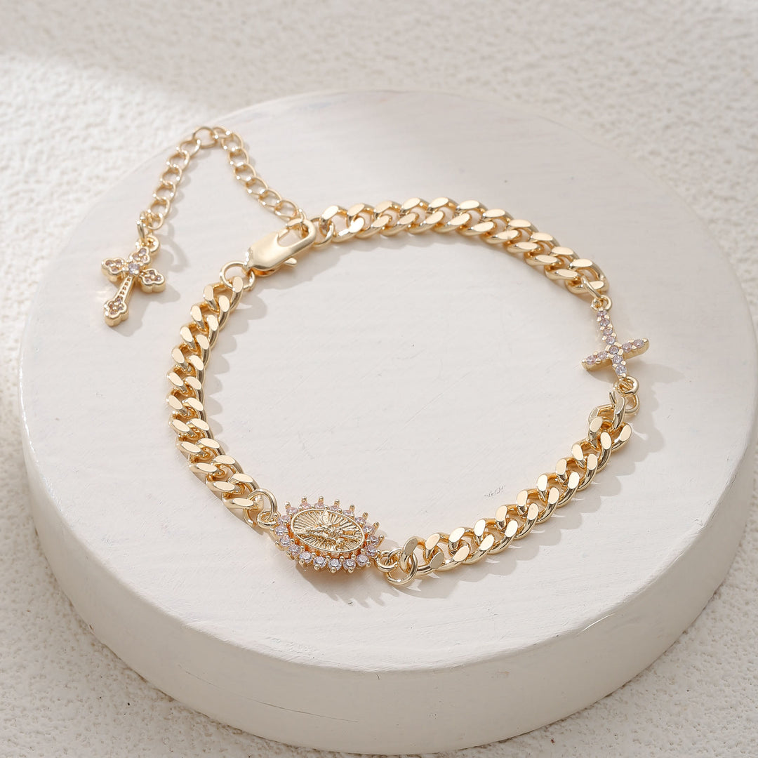 Christianartworkshop Zartes kubanisches Armband mit Kreuzmotiv: Bedeutungsvolles, heiliges Armband - Oval - image 0