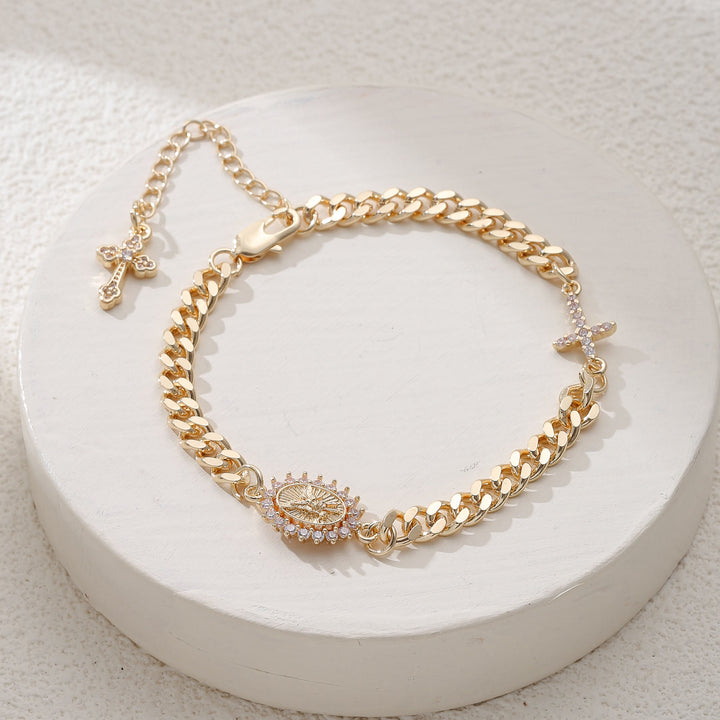 Christianartworkshop Zartes kubanisches Armband mit Kreuzmotiv: Bedeutungsvolles, heiliges Armband - Oval - image 0