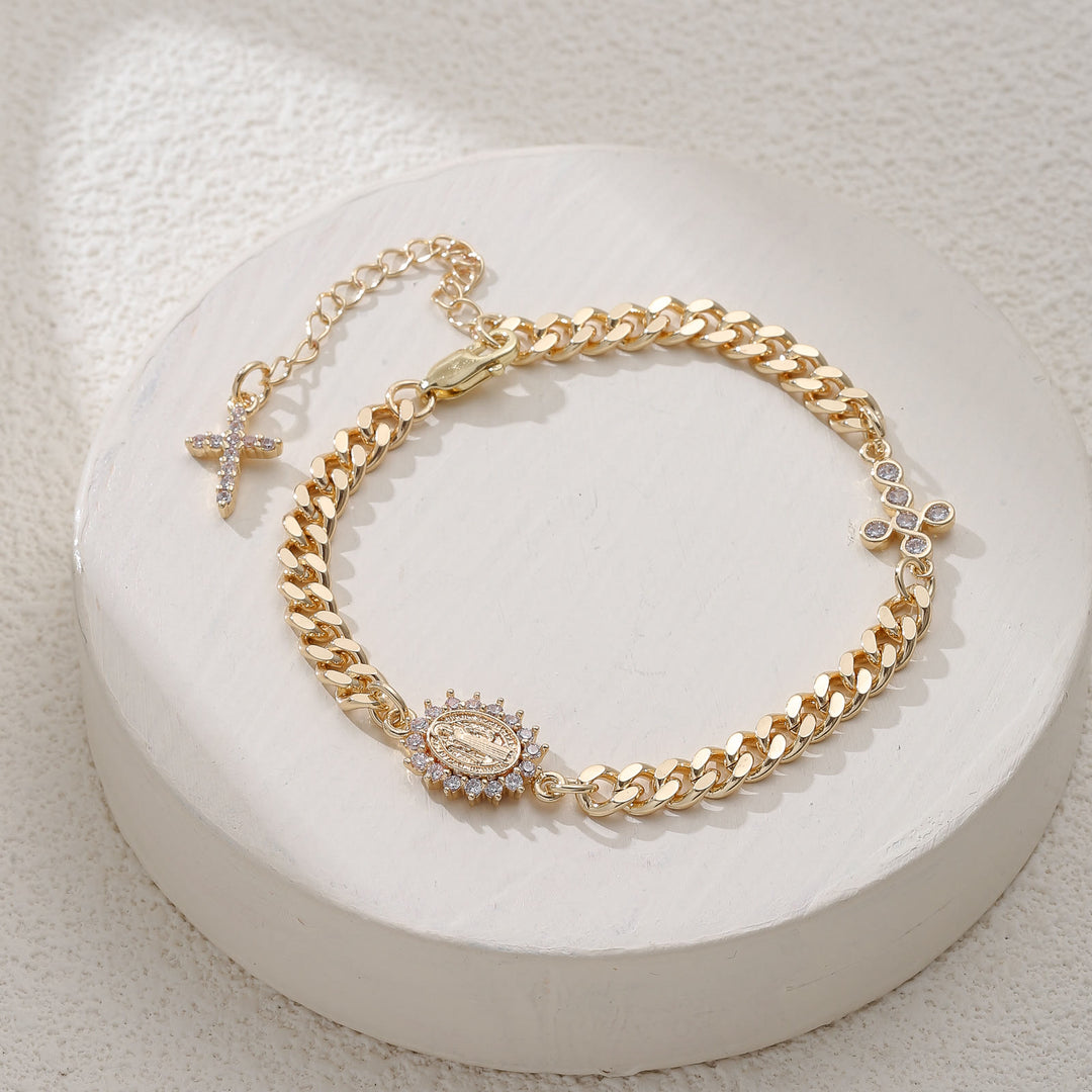 Christianartworkshop Zartes kubanisches Armband mit Kreuzmotiv: Bedeutungsvolles, heiliges Armband - Ovaler Sonnenstrahl - image 4