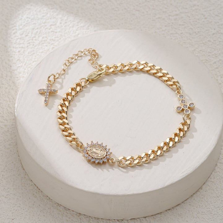 Christianartworkshop Zartes kubanisches Armband mit Kreuzmotiv: Bedeutungsvolles, heiliges Armband - Ovaler Sonnenstrahl - image 4