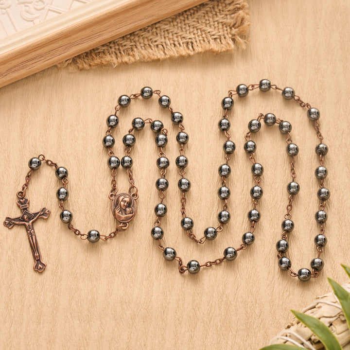 Christianartworkshop Antiker Rosenkranz mit Kruzifix: Zeichen des beständigen himmlischen Segens - image 1